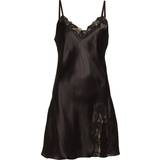 Negligéer Lady Avenue Pure Silk Slip With Lace Nightgown - Black