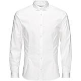 Elastan/Lycra/Spandex - Slim Skjorter Jack & Jones Casual Slim Fit Long Sleeved Shirt - White/White