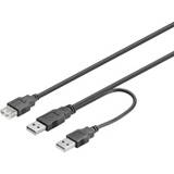 Flad - Nikkel Kabler Deltaco USB A - 2xUSB A M-F 0.3m