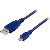 Blå - USB-kabel Kabler Deltaco USB A - USB Micro-B 2.0 1m