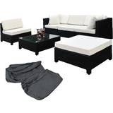 Polyrattan loungesæt havemøbler natur tectake Polyrattan loungesæt med aluminiumstel Loungesæt, 1 borde inkl. 1 sofaer