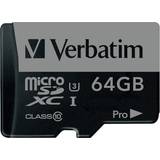 Micro sd kort 64 gb class 10 Verbatim Pro microSDXC UHS-I U3 V30 64GB (600x)