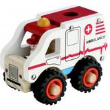 Legetøjsbil Magni Wooden Ambulance with Rubber Wheels