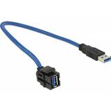 Blå - Rund - USB A-USB A - USB-kabel Kabler DeLock Keystone USB A-USB A 3.0 M-F 0.5m