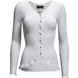 12 - Dame Overdele Rosemunde Silk Cardigan Regular LS W/Rev Vint - New White