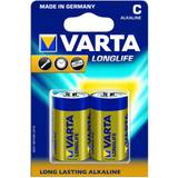 Alkalisk - Batteri til fjernbetjening - Batterier Batterier & Opladere Varta Longlife C 2-pack