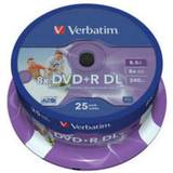 DVD Optisk lagring Verbatim DVD+R 8.5GB 8x Spindle 25-Pack Inkjet