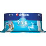 Verbatim CD Optisk lagring Verbatim CD-R 700MB 52x Spindle 25-Pack Wide Inkjet