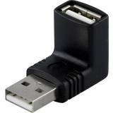 2.0 - USB A Kabler Deltaco USB A - USB A (angled) Adapter M-F