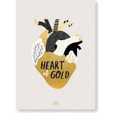 Michelle Carlslund Guld Brugskunst Michelle Carlslund Heart of Gold Plakat 30x40cm