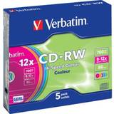 CD Optisk lagring Verbatim CD-RW Colour 700MB 12x Slimcase 5-Pack