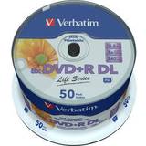 Verbatim DVD Optisk lagring Verbatim DVD+R 8.5GB 8x Spindle 50-Pack Inkjet