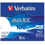 100 GB - Blu-ray Optisk lagring Verbatim BD-R 100GB 4x Jewelcase 5-Pack Wide Inkjet