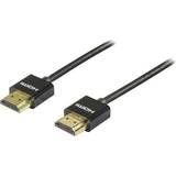 HDMI-kabler Deltaco Thin Gold HDMI - HDMI High Speed with Ethernet 1m