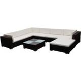 Haveloungesæt 6 dele med hynder polyrattan sort vidaXL 41260 Loungesæt, 1 borde inkl. 6 sofaer