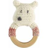 Tyggelegetøj Babylegetøj Sebra Crochet Rattle Polarbear on Ring