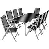 Grå Havemøbelsæt Havemøbel tectake Aluminium havemøbler 8+1 Havemøbelsæt, 1 borde inkl. 8 stole