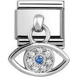 Hvid Charms & Vedhæng Nomination Composable Classic Link Greek Eye Pendant Charm - Silver/White/Blue