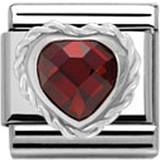 Nomination Composable Classic Link Heart-Shaped Faceted Charm - Silver/Red