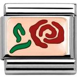 Rosaguld Charms & Vedhæng Nomination Composable Classic Link Red Rose Charm - Silver/Rose Gold/Red/Green