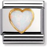 Opaler Charms & Vedhæng Nomination Composable Classic Link Heart with Opal Charm - Silver/Gold/White