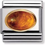 Brun Smykker Nomination Composable Classic Link Stainless Steel/Gold Charm w. Amber Oval (030502 01)