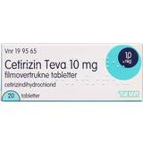 Astma & Allergi - Cetirizindihydroklorid Håndkøbsmedicin Cetirizin Teva 10mg 20 stk Tablet