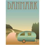 Vissevasse Danmark Camping Plakat 30x40cm