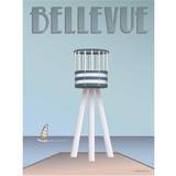 Blå Vægdekorationer Vissevasse Bellevue Livreddertårnet Plakat 30x40cm