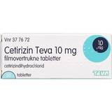 Astma & Allergi - Cetirizindihydroklorid Håndkøbsmedicin Cetirizin Teva 10mg 50 stk Tablet