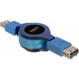 Blå - Flad - USB-kabel Kabler DeLock Retractable USB A-USB A M-F 1m
