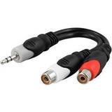 2RCA - Kabeladaptere - Rund Kabler Deltaco 3.5mm - 2RCA Adapter M-F 0.1m