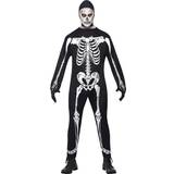 Herrer - Skeletter Dragter & Tøj Smiffys Skeleton Jumpsuit Costume Black