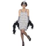 20'erne Udklædningstøj Smiffys Flapper Costume Silver with Short Dress