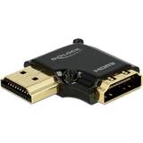Guld - HDMI Kabler DeLock HDMI - HDMI High Speed with Ethernet (angled) Adapter M-F 90° Left