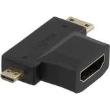 HDMI - Kabeladaptere - PVC Kabler Deltaco Mini HDMI/ Micro HDMI - HDMI (angled) Adapter M-F