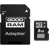 8 GB - Class 4 Hukommelseskort & USB Stik GOODRAM M40A MicroSDHC Class 4 15/4Mb/s 8GB+Adapter