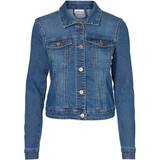 Knapper - Slim Overtøj Noisy May Short Denim Jacket - Blue/Medium Blue Denim