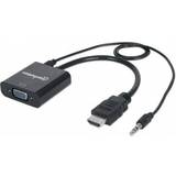Nikkel - USB B micro Kabler Manhattan HDMI-VGA/3.5mm/USB B Micro 0.5m