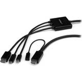 Kabeladaptere - USB B micro Kabler StarTech DisplayPort Mini/HDMI/USB C - HDMI/USB B Micro M-F 2m