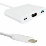 Qoltec Hvid Kabler Qoltec USB-C 3.1 - HDMI/USB-A 3.0/USB-C 3.1 Adapter M-F 0.2m