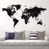 Blå Selvklæbende dekoration World Map With Borders Selvklæbende dekorationer