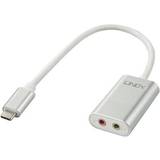 Hvid - USB Kabler Lindy 2x3.5mm-USB C M-F 0.2m