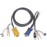 Aten USB-kabel Kabler Aten KVM VGA/2x3.5mm/USB A - VGA 2x3.5mm 1.8m