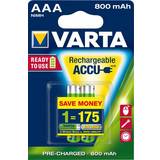 Batterier - Genopladelige standardbatterier Batterier & Opladere Varta AAA Accu Rechargeable Power 800mAh 2-pack
