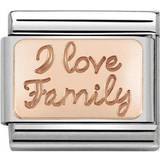 Rosaguld Charms & Vedhæng Nomination Composable Classic I Love Family Link Charm - Silver/Rose Gold