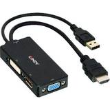 DisplayPort-kabler - Rund - Standard HDMI-standard HDMI Lindy HDMI/USB A-DisplayPort/DVI/VGA M-F 0.2m