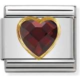Rød Charms & Vedhæng Nomination Classic Multifaceted Heart Link Charm - Silver/Gold/Red