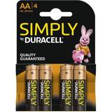 Batterier - Sort - Urbatterier Batterier & Opladere Duracell AA Simply Compatible 4-pack