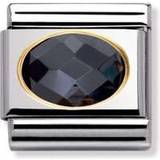Sort Smykker Nomination Composable Classic Link with Faceted Stones Charm - Silver/Gold/Black
